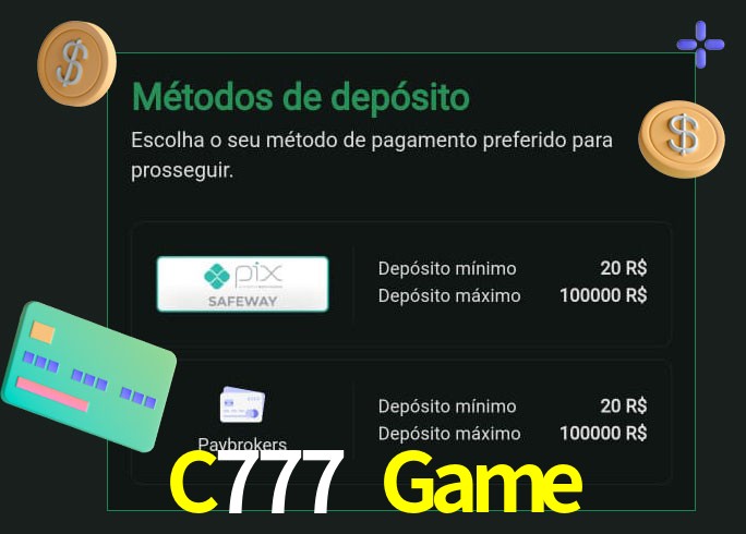 O cassino C777 Game oferece uma grande variedade de métodos de pagamento